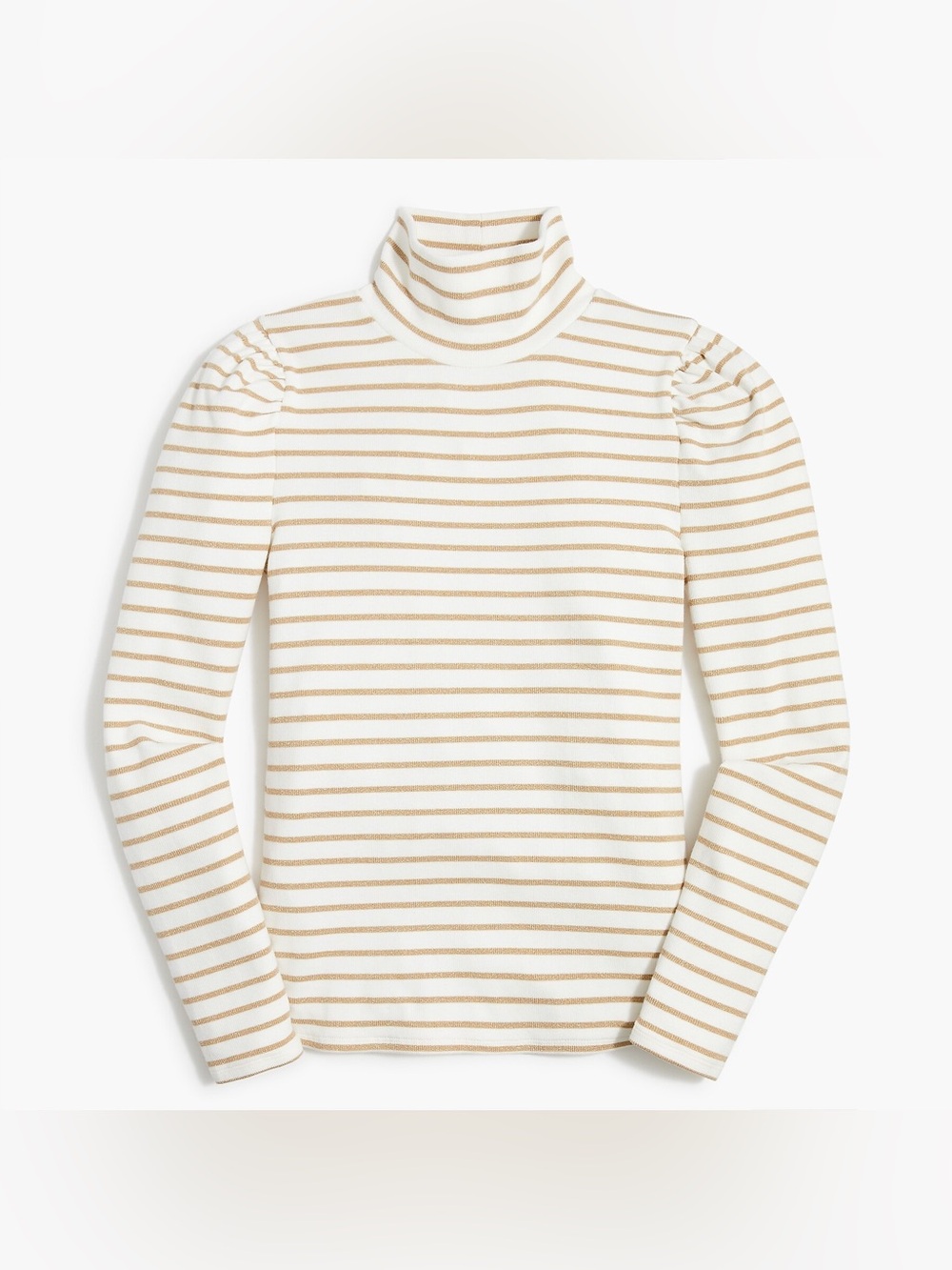 J Crew Puff-sleeve sparkle stripe turtleneck
